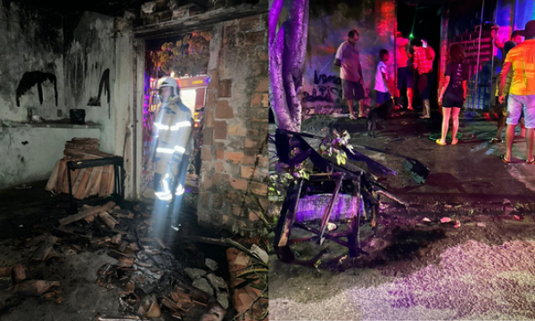 Incêndio atinge residência no bairro Santa Maria e duas pessoas recebem atendimento por inalação de fumaça