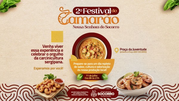 Prefeitura de Socorro realiza 2º Festival do Camarão neste sábado